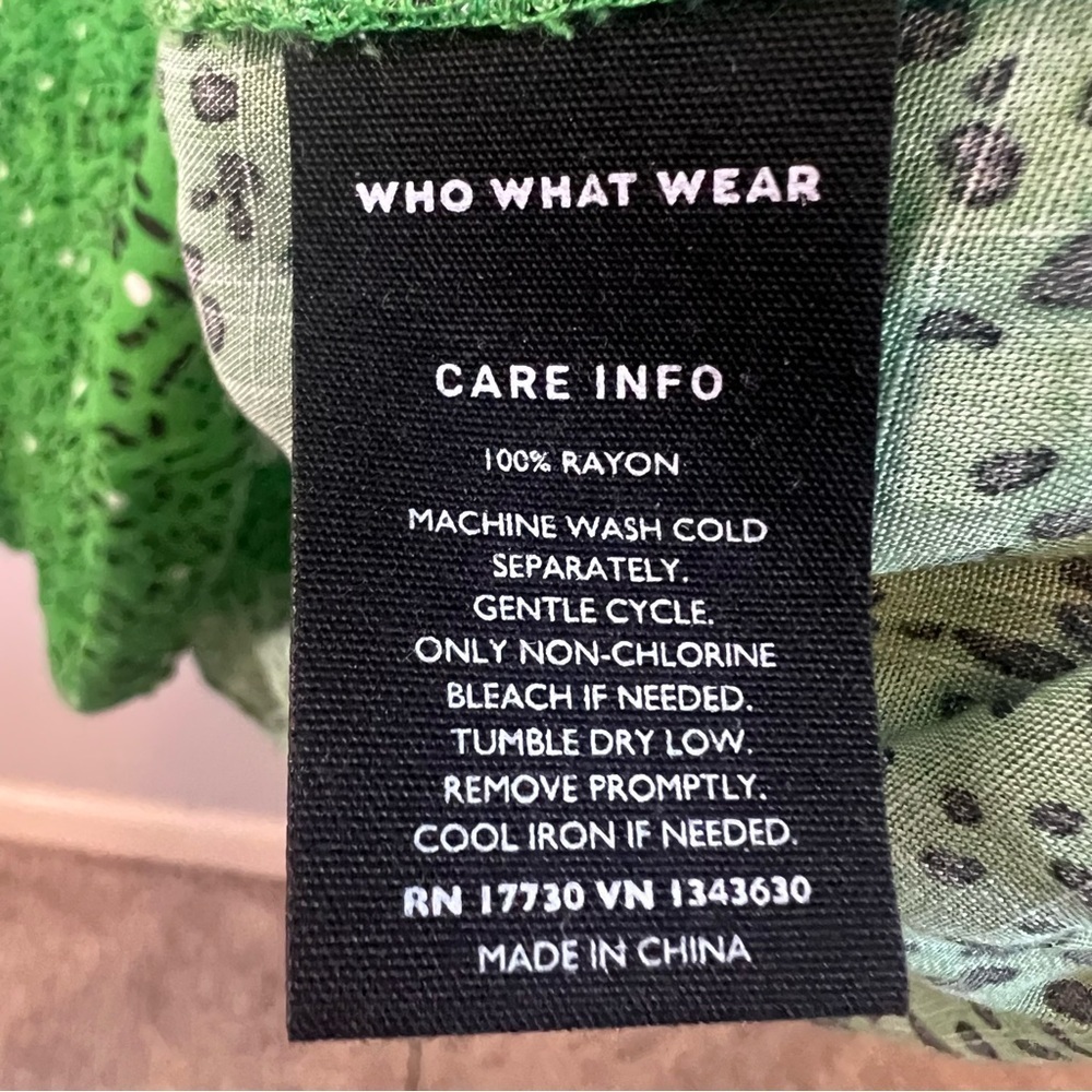 Who What Wear Long Sleeve Maxi Dress Size S Green Black White Dots Peter Pan - Picture 15 of 16